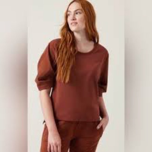 Athleta Harlow Hybrid Tee In Brown Size L - Picture 1 of 9
